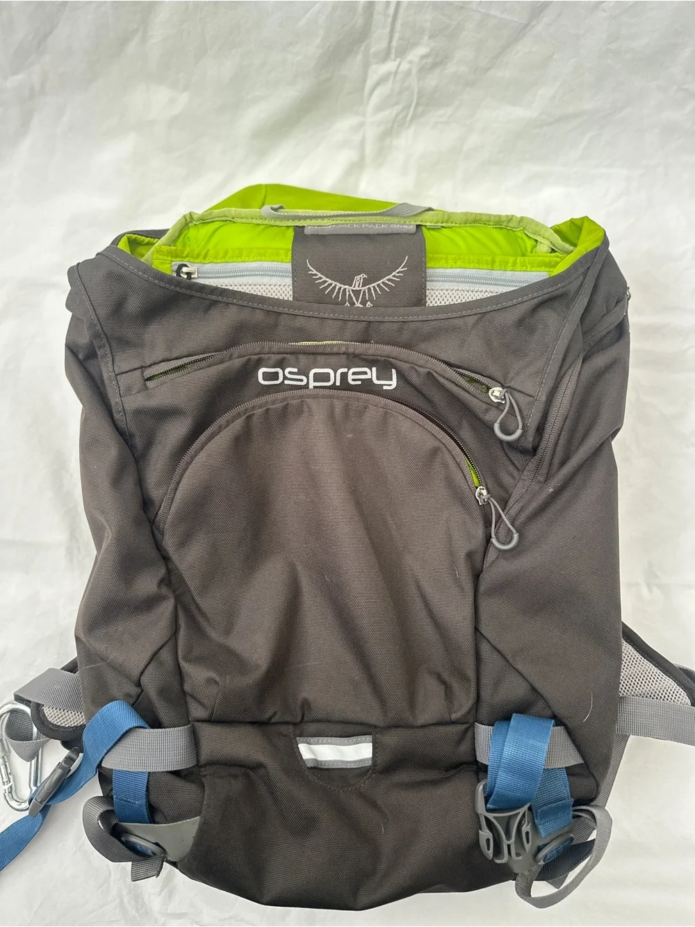 OSPREY Black Backpack with Blue Strap Accents